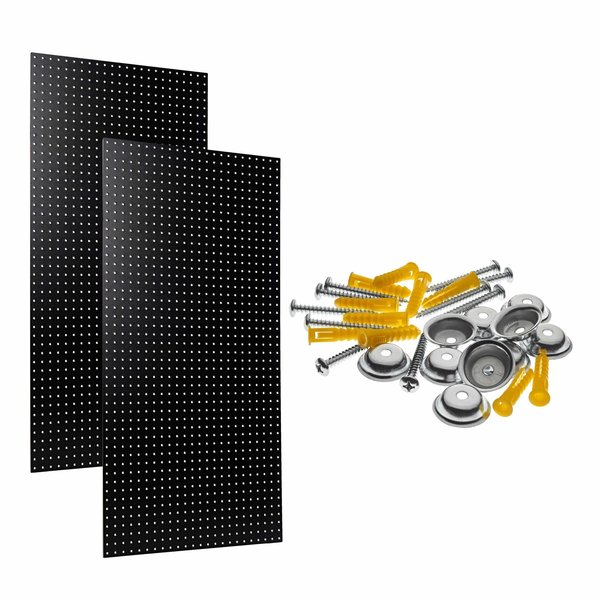 Triton Products (2) Black 24 In. W x 42 In. H x 1/4 In. D High Density Fiberboard Round Hole Pegboards with Mounting Hardware PEG2-BLK